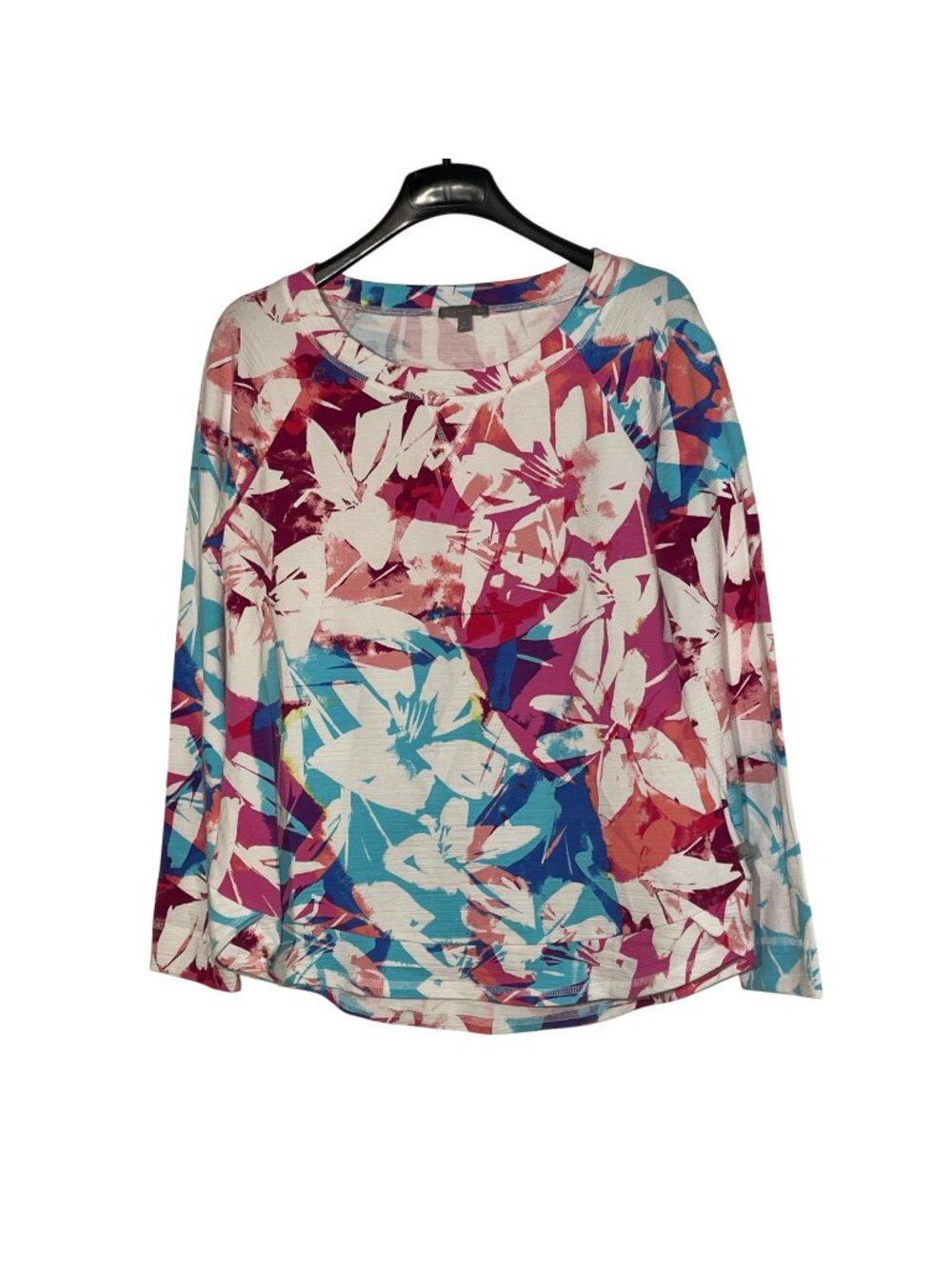 T by Talbots UPF 50+ Abstract Floral Sun Protection Top Sz MED Tropical Resort